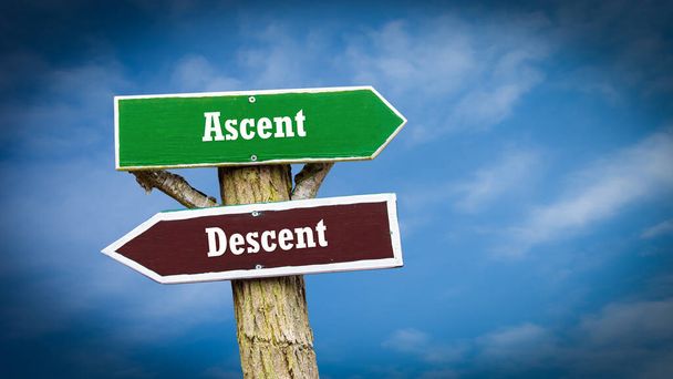 Street Sign the Direction Way to Ascent versus Descent - Photo, Image