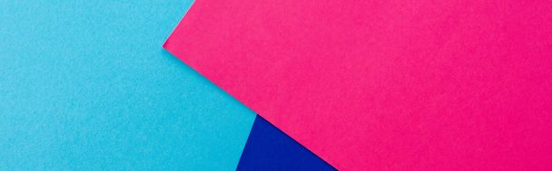 abstract geometric background with pink, blue paper, panoramic shot - Zdjęcie, obraz