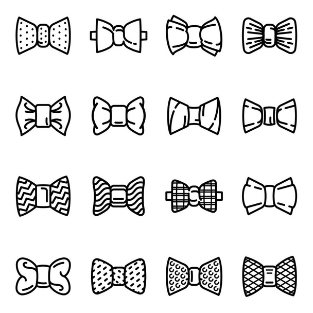 Bowtie icons set, outline style - Vector, Image