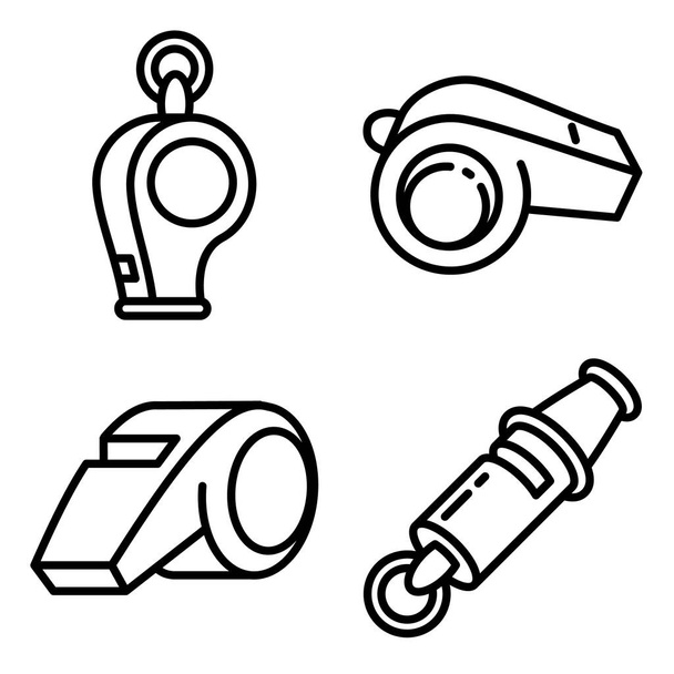 Whistle icons set, outline style - Vector, imagen