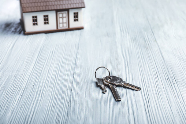 Keys from house on wooden background - Photo, Image