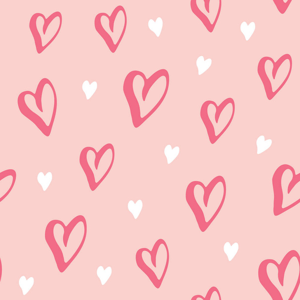 Heart symbol seamless pattern vector illustration. Hand drawn sketch doodle background. Saint Valentains Day or womens day background. - Vetor, Imagem