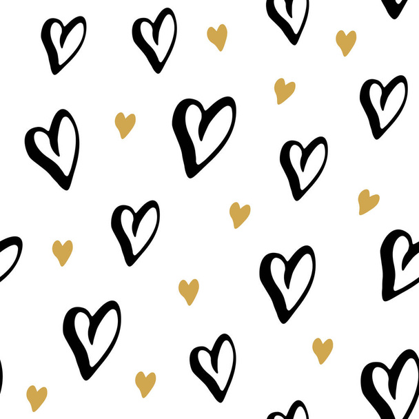 Heart symbol seamless pattern vector illustration. Hand drawn sketch doodle background. Saint Valentains Day or womens day background. - Vector, imagen