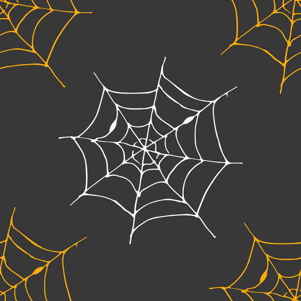 Spider web seamless pattern vector illustration. Hand drawn sketched web background . - Vettoriali, immagini
