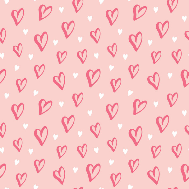 Heart symbol seamless pattern vector illustration. Hand drawn sketch doodle background. Saint Valentains Day or womens day background. - ベクター画像