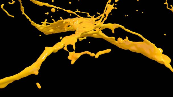 paint yellow on black. 3d rendering - Foto, immagini