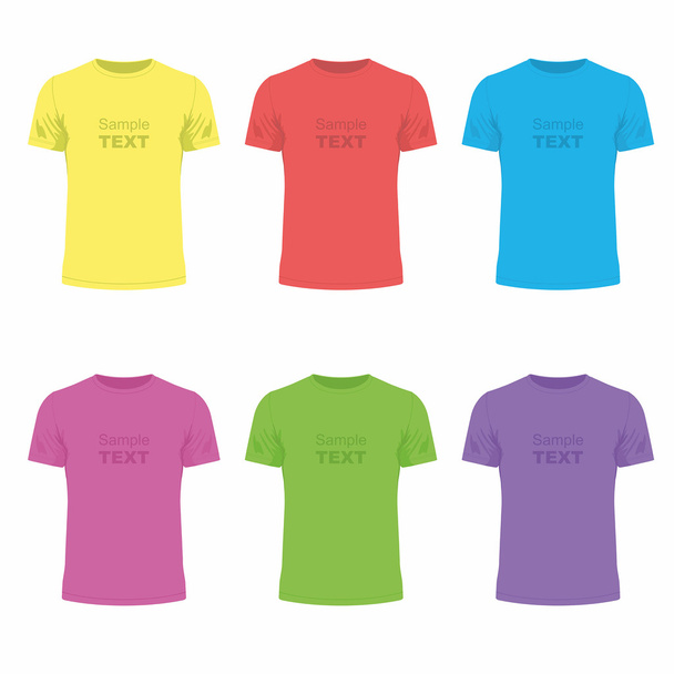 Цветные футболки дизайн шаблон
 - Вектор,изображение