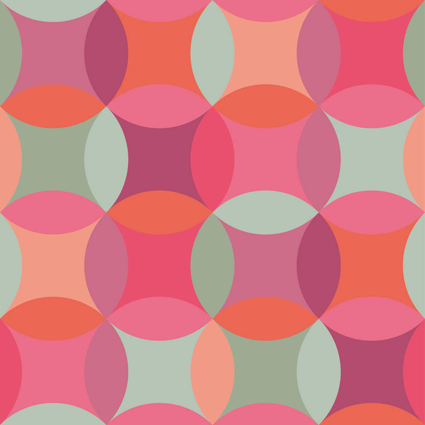 Einfache geometrische Kreise nahtlose Muster für Hintergrund, Stoff, Textil, Wrap, Oberfläche, Web und Druckdesign. Rosafarbene und grüne Farbtöne wiederholbares Motiv. - Vektor, Bild