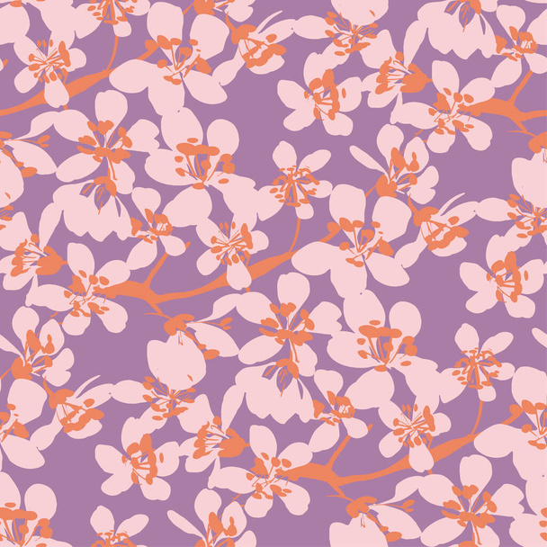 Vintage vibes rosy pastel color flowers seamless pattern for background, fabric, textile, wrap, surface, web and print design - Vektor, Bild