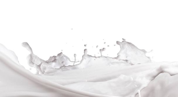 Milk or yougurt splashes isolated on white background - 写真・画像