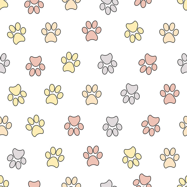Seamless patterns with animal footprints. Vector illustration - Vector, Image