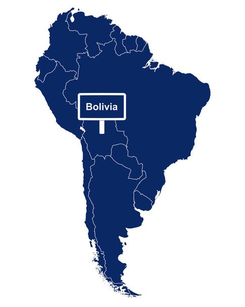 Bolívia com mapa de América do Sul e sinal de estrada
 - Vetor, Imagem