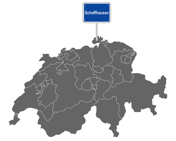 Map of Switzerland with road sign of Schaffhausen - Vector, Image