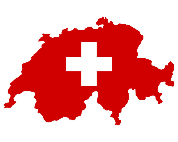 Flaga w mapie Szwajcarii - Wektor, obraz