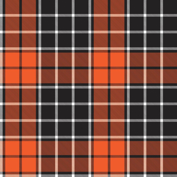 Orangefarbenes, kariertes, nahtloses Muster in Schottenmuster, passend für Modetextilien und Grafiken - Vektor, Bild