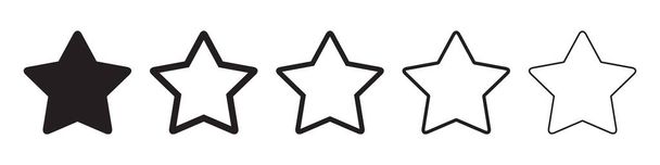 Iconos estrella en cinco versiones diferentes en un diseño plano
 - Vector, Imagen