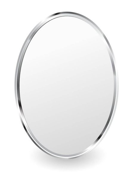 oval plate with metallic frame drop shadow on white background - Vector, Image