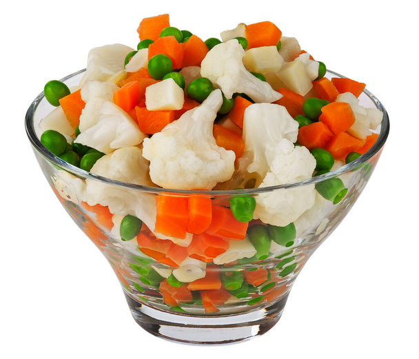 Fresh mixed vegetables in bowl on white.  - Photo, Image