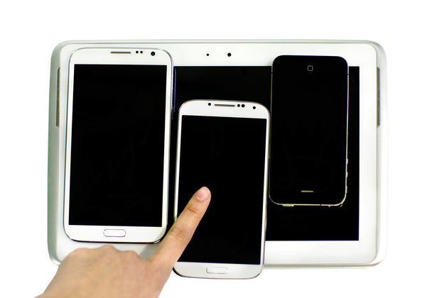 finger with devices isolated on white background - Fotó, kép