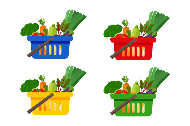 Shopping basket full of vegetables  - Vector, Image