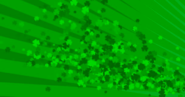 Fête de la Saint Patrick feuilles vertes fond. Patrick Day toile de fond avec motif de feuilles de trèfle tomber. Pour une fête de pub. rendu 3d, boucle 4k - Séquence, vidéo