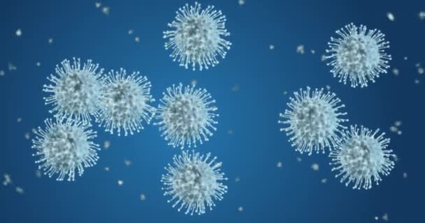 Koronaviruksen soluja. Animaatioryhmä viruksia, jotka aiheuttavat hengitystieinfektioita mikroskoopin alla. 3D renderöinti video silmukka 4k
 - Materiaali, video