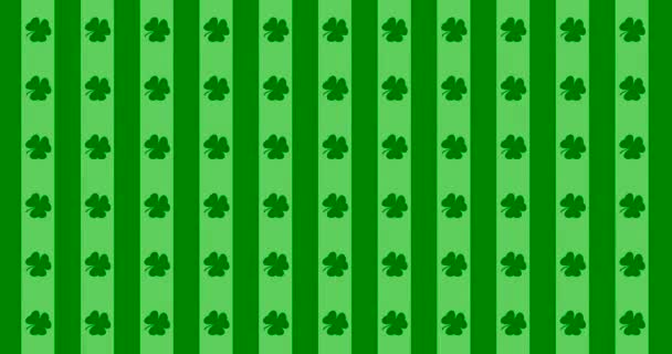 St. Patrick 's Day groene bladeren achtergrond. Patrick Day achtergrond met vallende shamrock blad patroon. Voor een feestelijk pub feestje. 3d render, lus 4k - Video