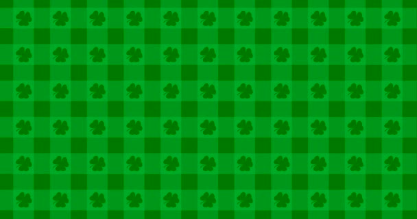 聖パトリックの日の緑の背景を残します。シャムロックの葉のパターンが落ちてパトリックの日の背景。お祝いのパブパーティーに。3Dレンダリング、ループ4k - 映像、動画
