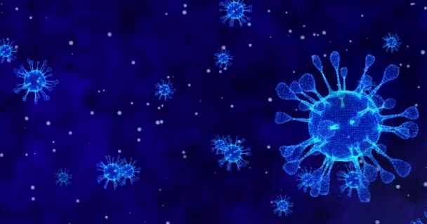 Células de coronavírus. Grupo de animação de vírus que causam infecções respiratórias ao microscópio. 3D renderização de vídeo loop 4k
 - Filmagem, Vídeo