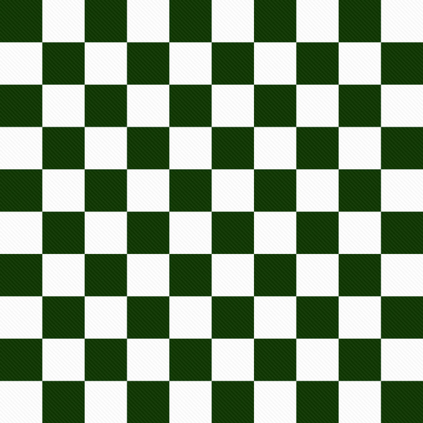 Hunter Green and White Checkers on Textured Fabric Background - Photo, Image