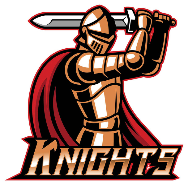 knight mascot with sword - Vector, Image