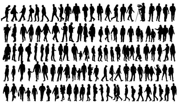 silhouette people go set - Vector, Image