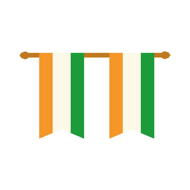 heureuse indépendance jour Inde, drapeau en pendentif décoration célébration plat style icône - Vecteur, image