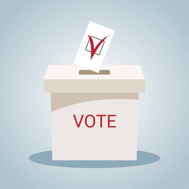 Abstimmungsfeld mit Checkliste. Wahlurne - Vektor, Bild