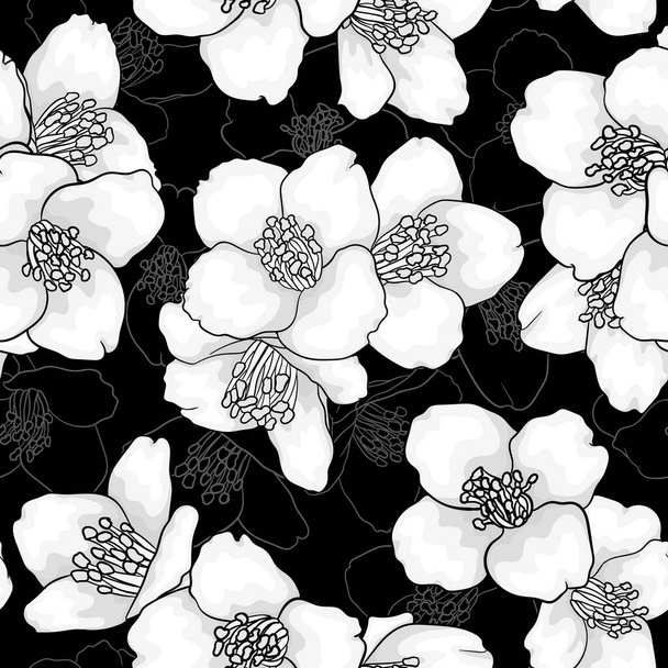 seamless pattern with black and white chamomile daisy. vector illustration. design for greeting cards and invitations of wedding, birthday, Valentine s Day, mother s day and other seasonal holiday. - Vektor, Bild