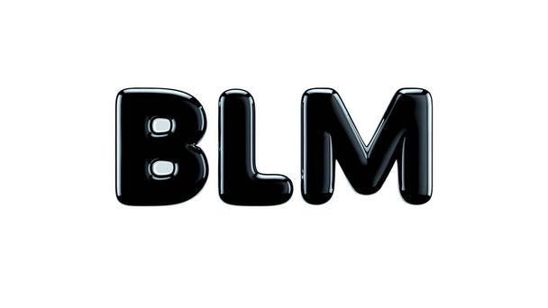 Napis czarnymi literami BLM białe tło 3d renderowania - Zdjęcie, obraz