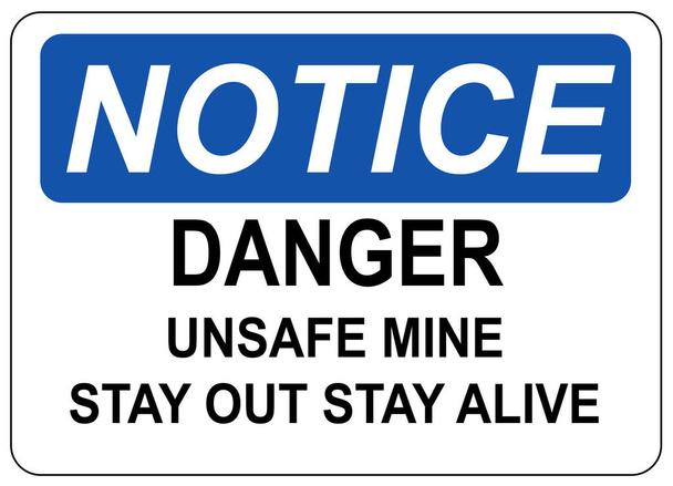 Επικίνδυνη περιοχή ορυχείου μείνετε έξω να είστε ασφαλείς. - Διάνυσμα, εικόνα