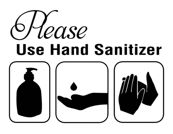 Please use hand sanitizer personal hygiene warning sign - Vector, Image
