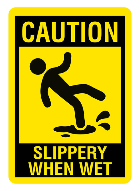 Slippery quando sinal de aviso molhado
 - Vetor, Imagem
