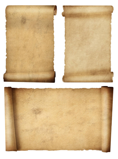 Conjunto de pergaminhos ou pergaminho isolado no ícone white.Classic para papel de parede design.3d ilustração
 - Foto, Imagem
