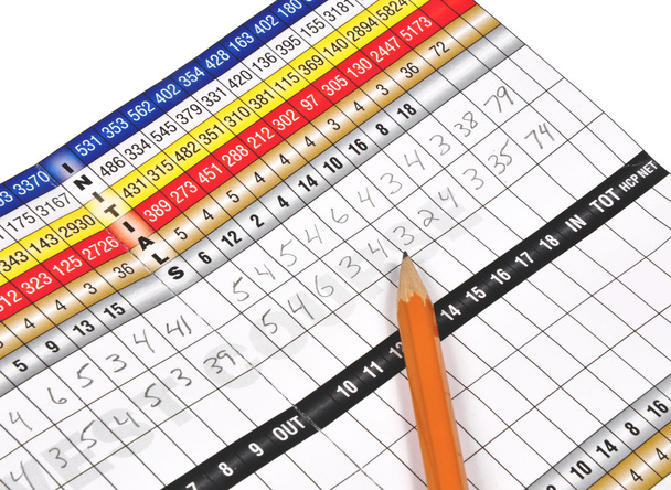 Tarjeta de puntuación de golf
 - Foto, Imagen