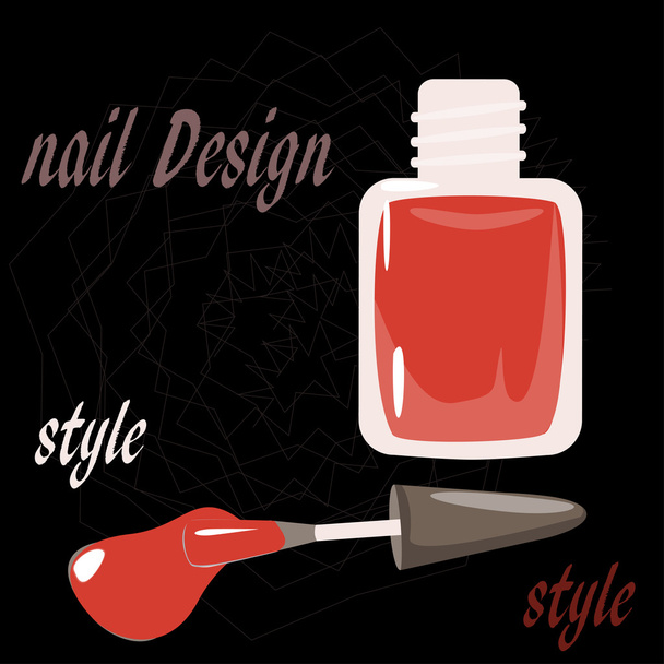 bottle nail polish on the black background. vector - Vector, Image