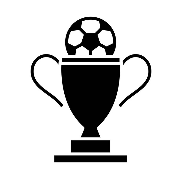 jogo de futebol, troféu prêmio com bola, liga de esportes recreativos ícone de estilo silhueta torneio
 - Vetor, Imagem