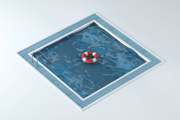 A swimming pool with white background, 3d rendering. Computer digital drawing. - Photo, Image