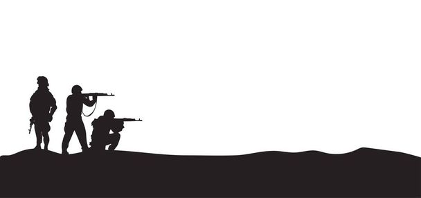 Army soldiers, Military silhouettes background - Vector, Image