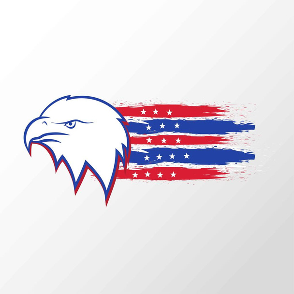 Amerikai sas. Vektormadár amerikai zászlóval. Hazafias embléma, címke, illusztráció. - Vektor, kép
