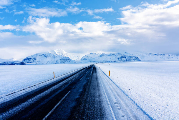 Impressive snowy landscape at the ring road in Iceland - Photo, Image