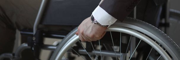 Guy in disabled carriage - Zdjęcie, obraz
