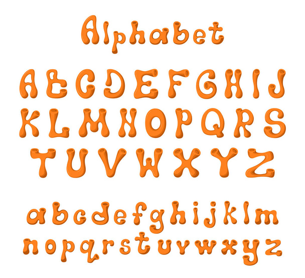 Grazioso alfabeto per bambini. Lettere volumetriche. Vettore - Vettoriali, immagini