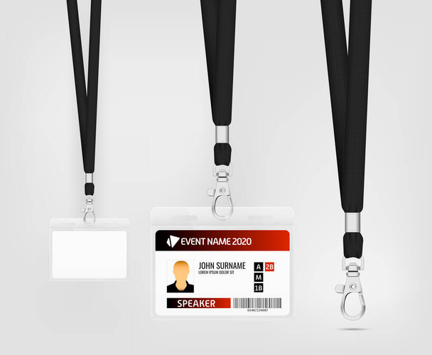 Lanyard design with cord. Cord texture effect. Simple lanyard for events. Label template for your design. Vector illustration - Vector, Image